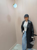 Trench maxi black ecopelle