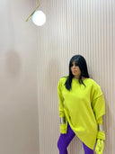 Felpa Teddy verde acido