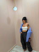 Top crop lycra bianco