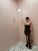 Dress con spacco brown