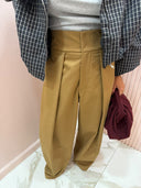 Pantalone riprese vita alta beige