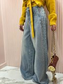 Jeans Denim lavaggio chiaro banda laterale