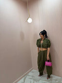 Gilet cropped mezza manica verde