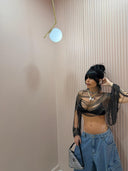 Top manica lunga Swarovski nera