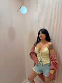 Shorts denim sfrangiato