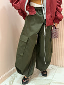 Pantalone cargo parachute verde