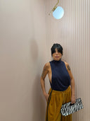 Body collo alto scollato blu