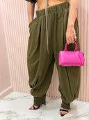 Pantalone balloon caviglia stretta verde