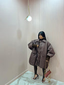 Piumino oversize Coffee