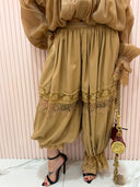 Pantalone ballon ricami beige