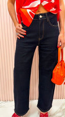 Jeans straight dark denim lavaggio zero