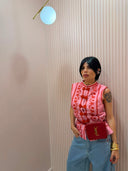 Gilet con alamari romantico rosa