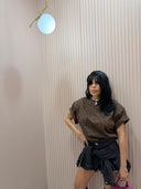 Pantagonna denim black effetto camicia in vita
