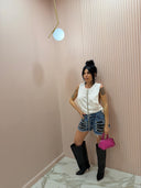 Shorts Denim con strappi mimetico