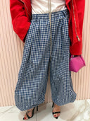 Pantalone balloon Aladin quadri blu