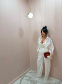 Camicia satin velata bianca