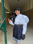Camicia lady con manica a sbuffo bianca