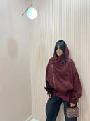 Felpa cappuccio bordeaux