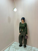 Pantalone stringhe ecopelle