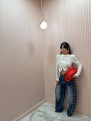 Maglia corean style pizzo bianca