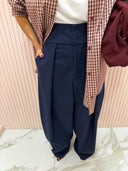 Pantalone riprese vita alta blu