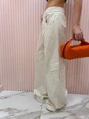 Pantalone cargo panna