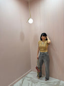 Maglia bottoni beige