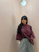 T-shirt mezza manica oversize bordeaux