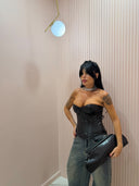 Bustino ecopelle nero