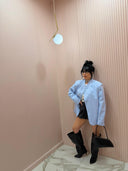 Blazer mood Zar* gessato cielo