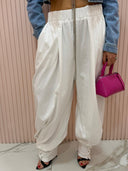 Pantalone balloon caviglia stretta bianco