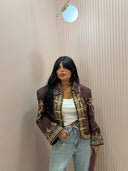 Giacca Japan ecopelle gold and bordeaux