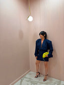Dress Madame in lino blu