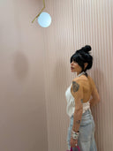 Top satin bianco