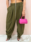 Pantalone balloon caviglia stretta verde