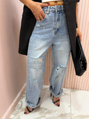 Jeans strappi lavaggio chiaro