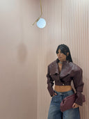 Biker cropped ecopelle bordeaux