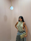 Body collo alto scollato verde