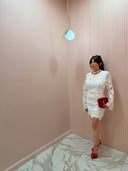 Dress flower lace bianco