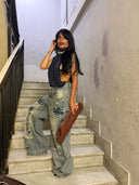 Body collo alto scollato blue