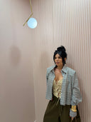 Camicia spallina a quadretti bluette