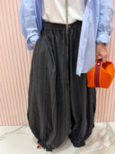 Pantalone palazzo gessato molla sul fondo