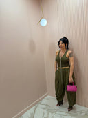 Pantalone balloon caviglia stretta verde