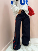 Jeans palazzo riprese rosse