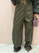 Pantalone stringhe ecopelle