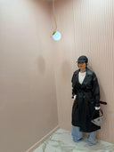 Trench maxi black ecopelle