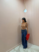 Maglia velata tartan rossa