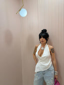 Top satin bianco