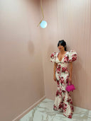 Dress maxi flower bloom red