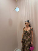 Dress a quadri pink and brown